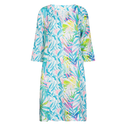 Magnolia Zen Midi Dress Linen Turquoise/Pink