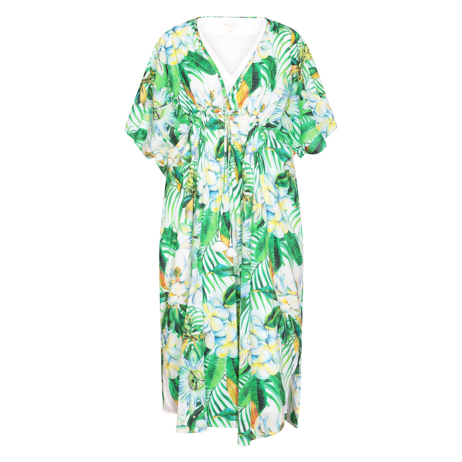 Passion Flower Mustique Kaftan Cotton Cambric Multi One Size