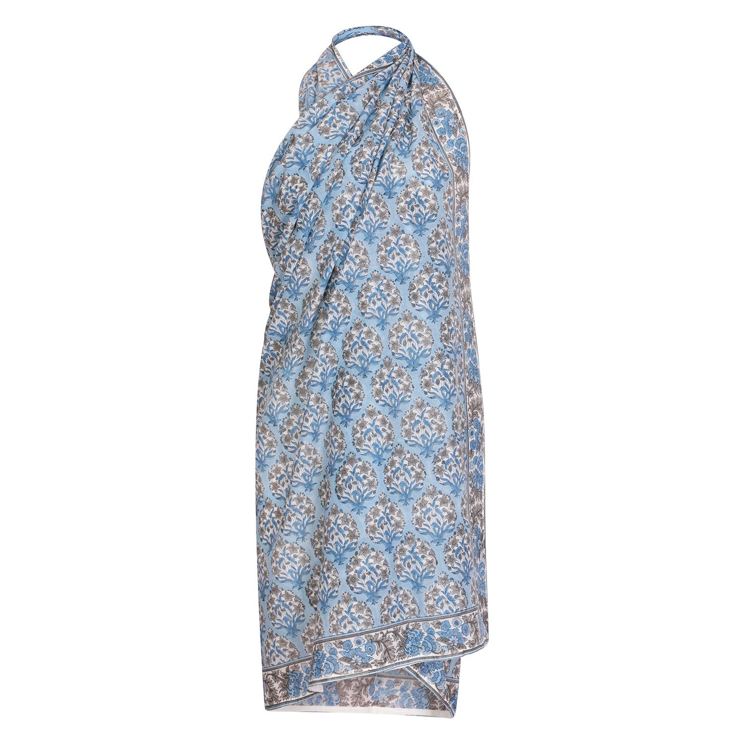 Island Rose Sarong Cotton Blue One Size