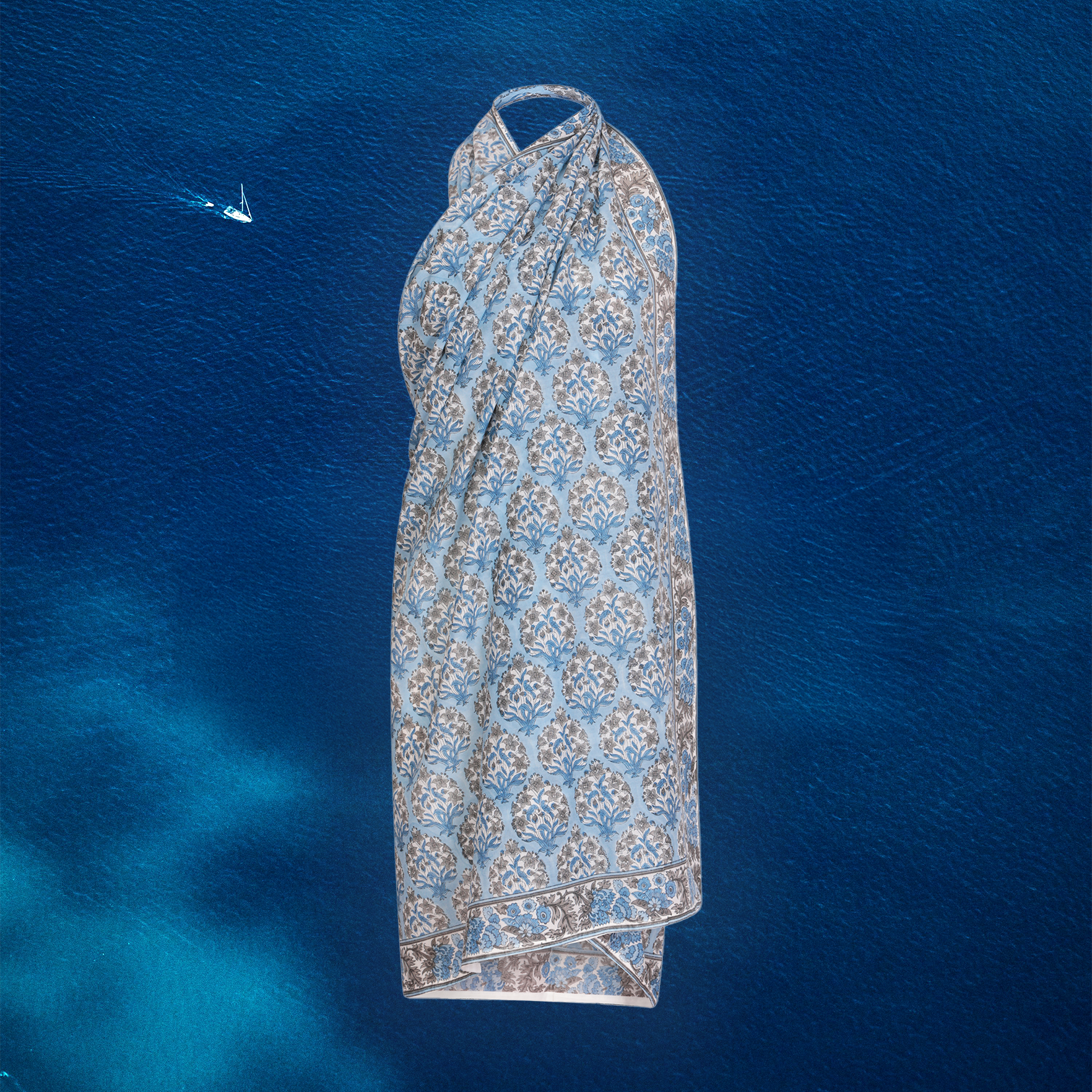 Blue Moon Sarong - One Size - Blue/Brown