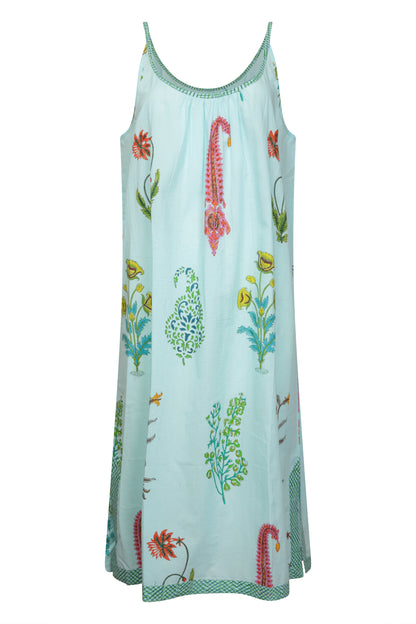 Botanical Strappy Nightdress - Persian Blue