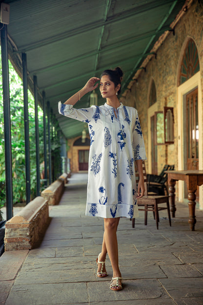 Botanical Tassel Kurta Cotton White