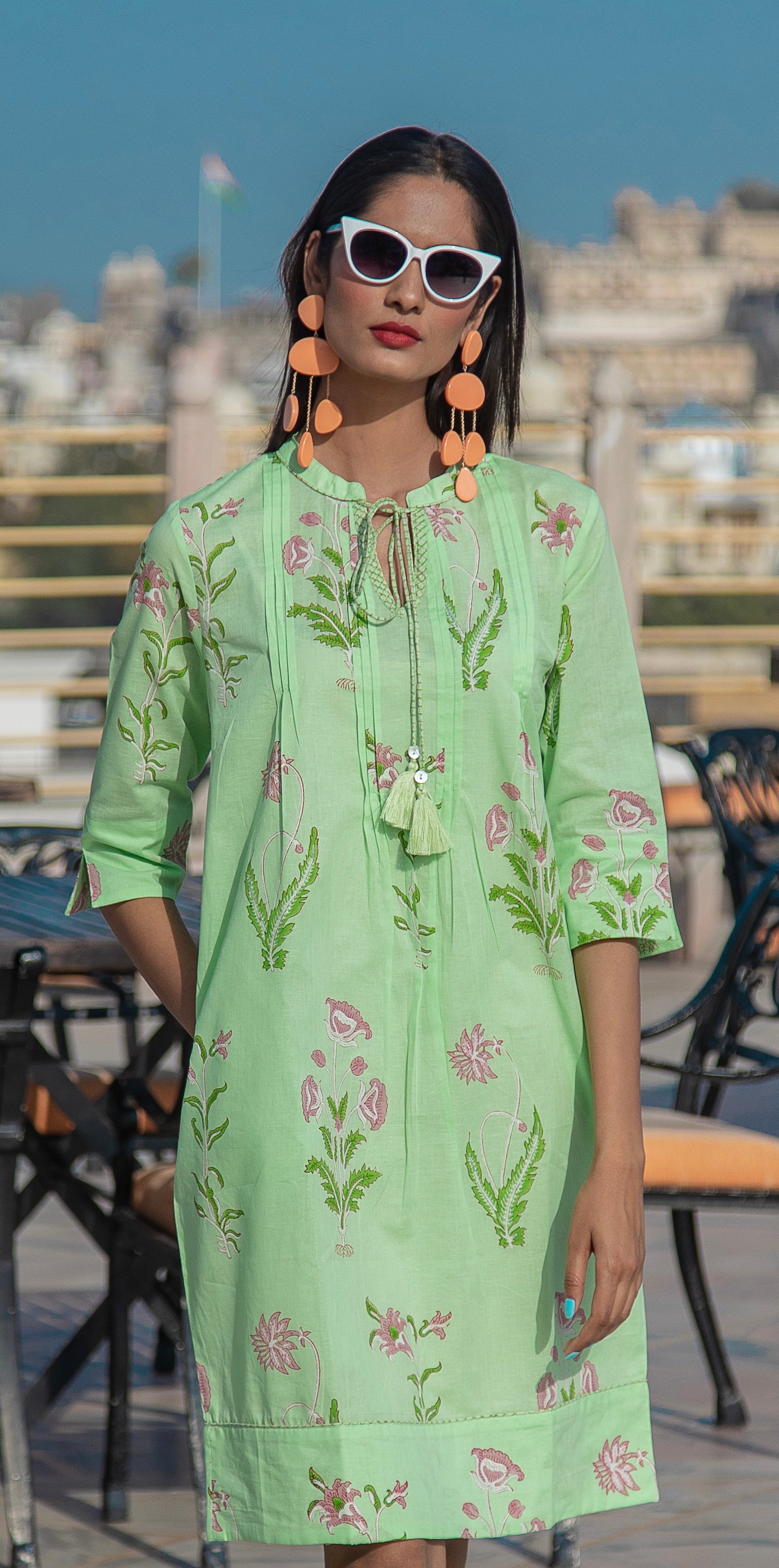 Botanical Tassel Kurta Cotton - Sweet Lime