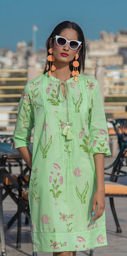 Botanical Tassel Kurta Cotton - Sweet Lime