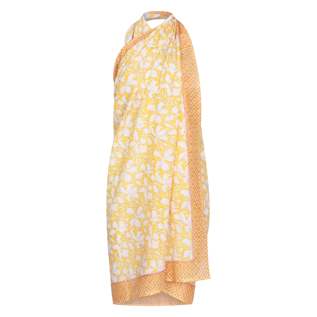 Buttercup Tile Sarong - One Size - Yellow/White
