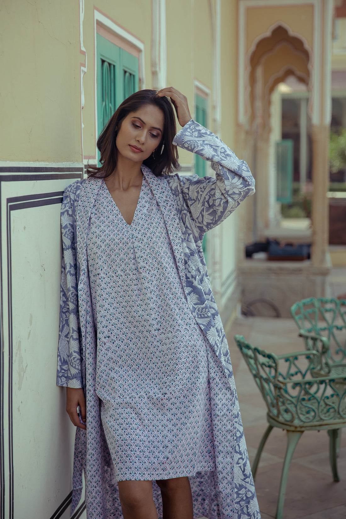 Rosebud Nightdress Cotton Tulip Blue