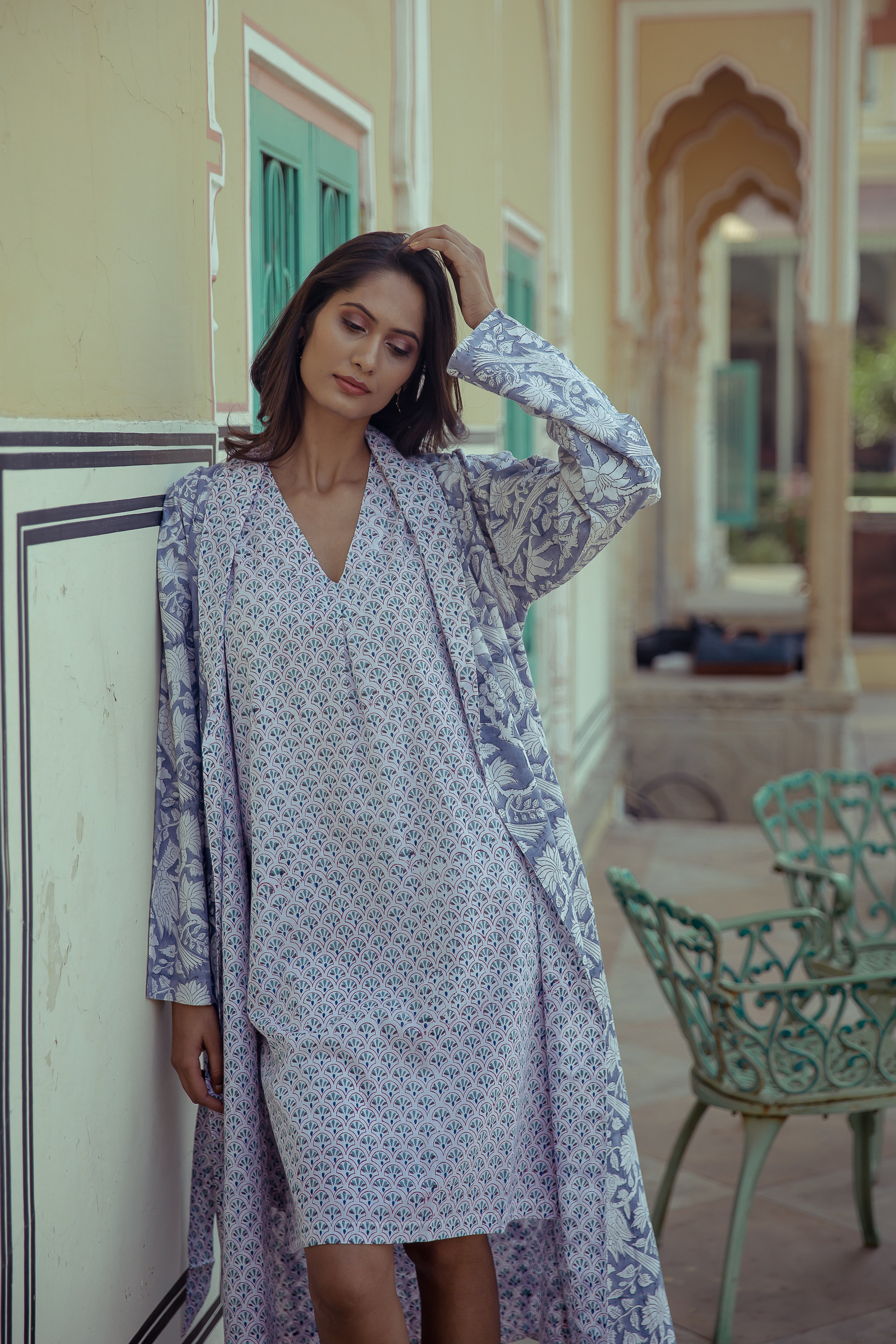 Rosebud Nightdress Cotton Tulip Blue