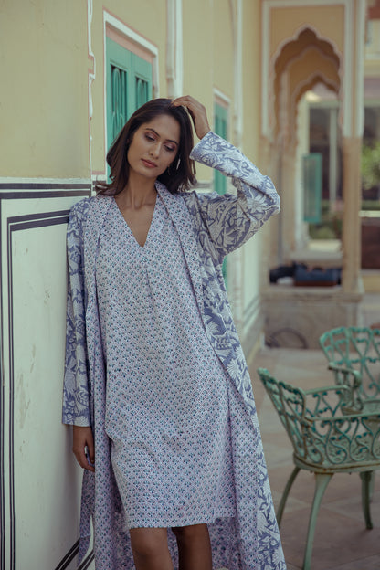 Rosebud Nightdress Cotton Tulip Blue