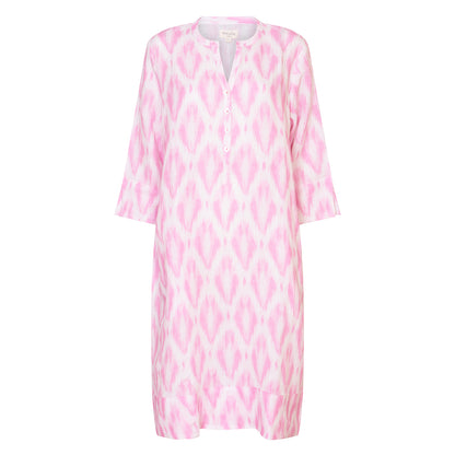Ikat Tunic Dress Linen Pink