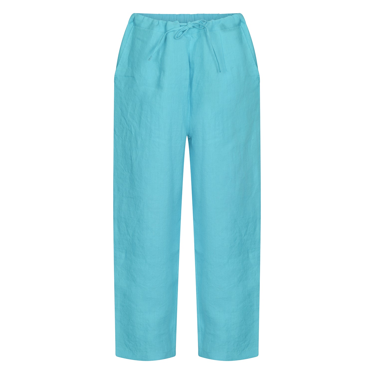 Plain Dyed Linen Trousers Tiffany Blue
