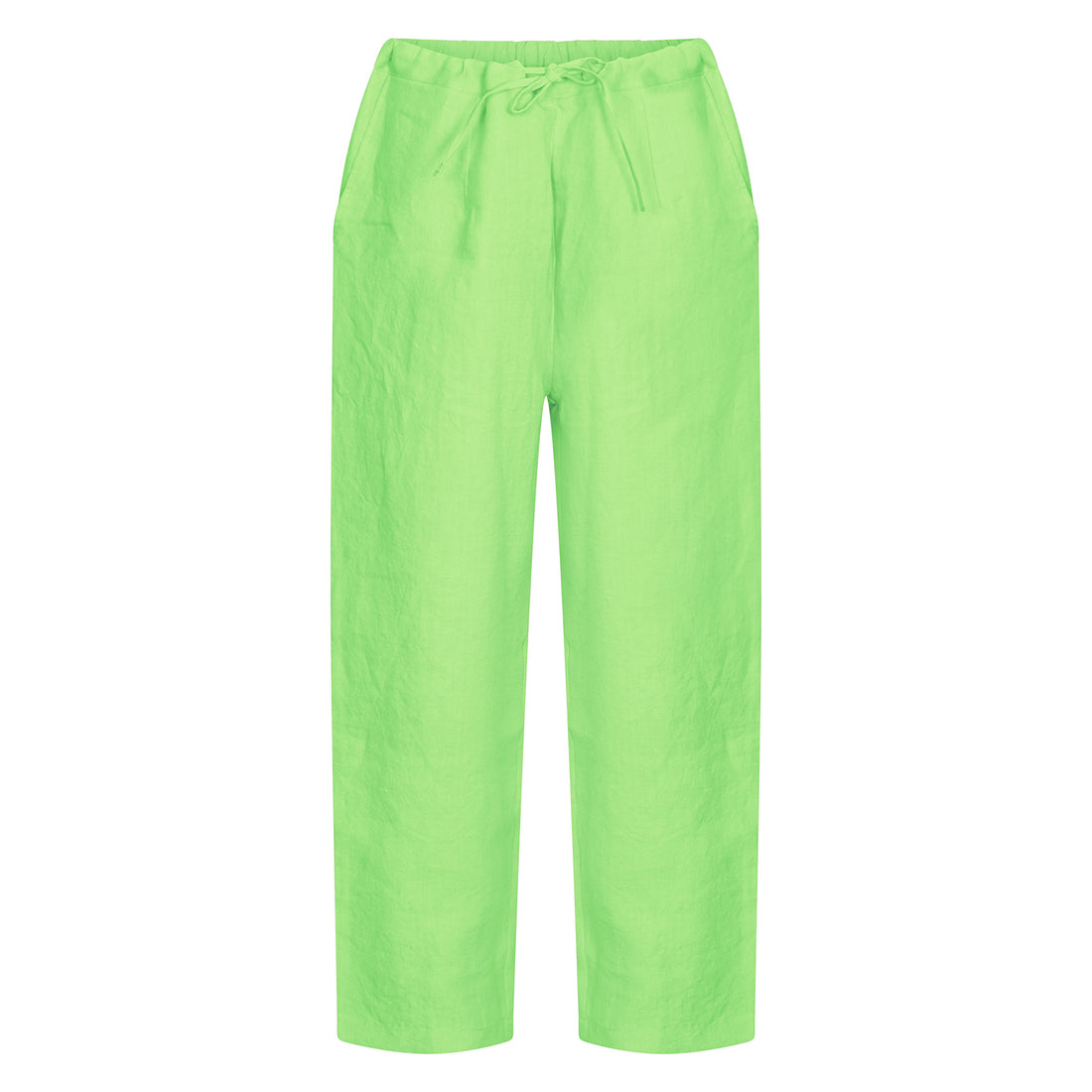 Plain Dyed Linen Trousers Lime