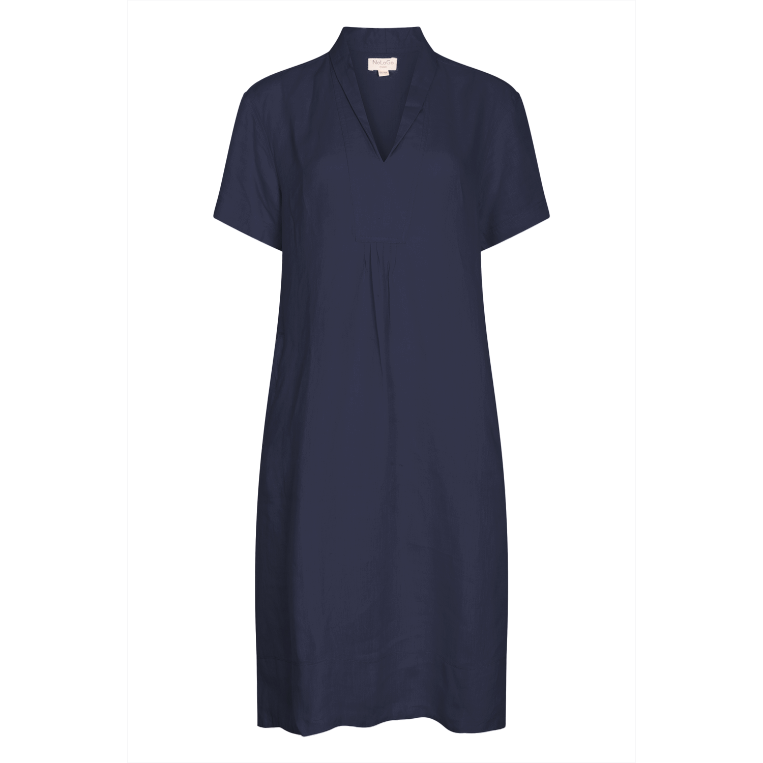 Elodie Short Sleeve Midi Dress Linen - Navy Blue