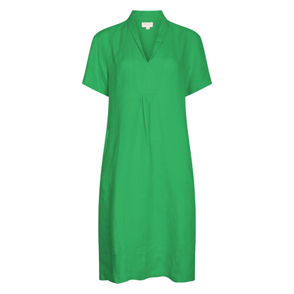 Elodie Short Sleeve Midi Dress Linen - Lime Green