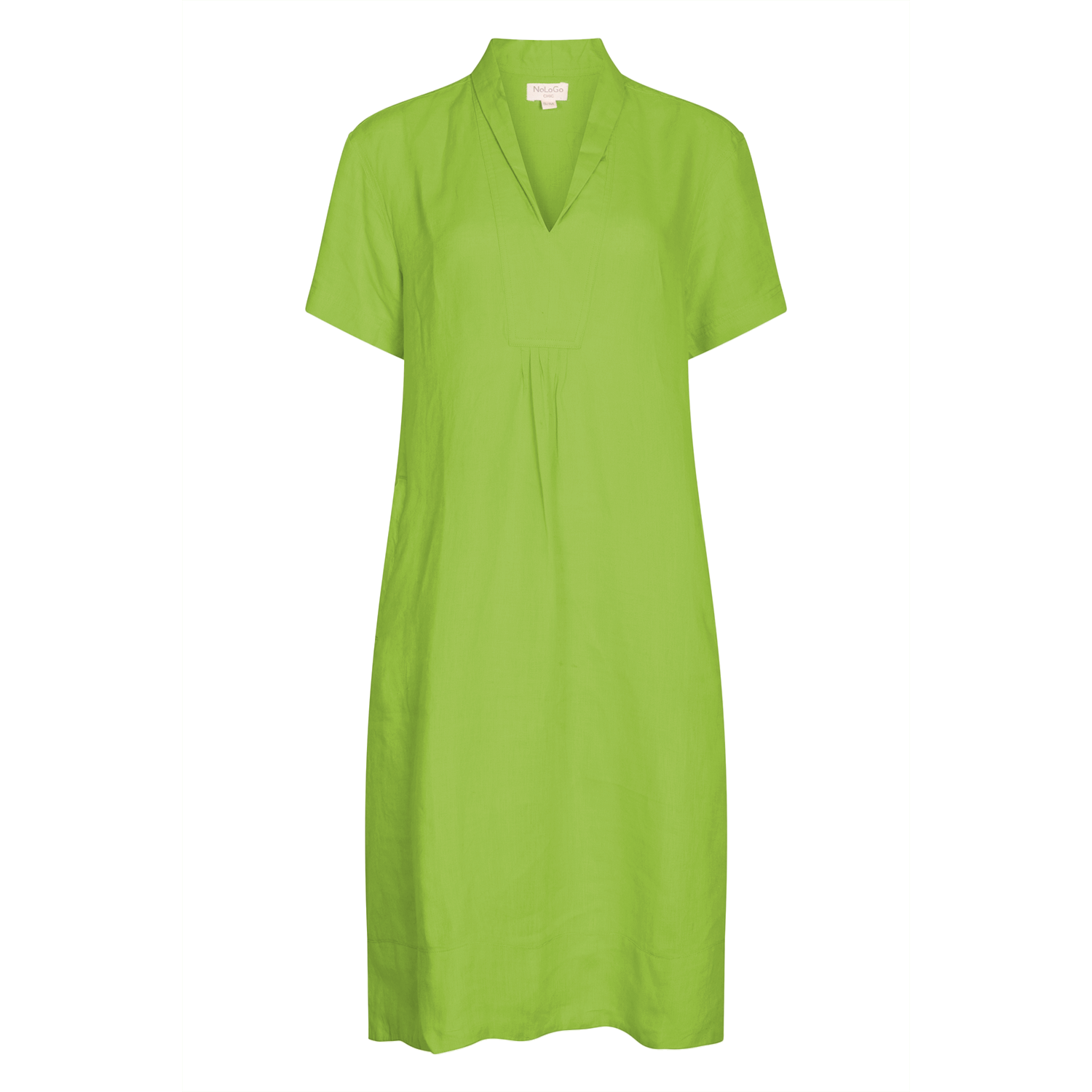 Elodie Short Sleeve Midi Dress Linen - Parrot Green