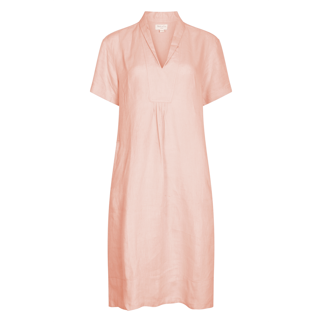 Elodie Short Sleeve Tunic Dress Linen - Shell Pink