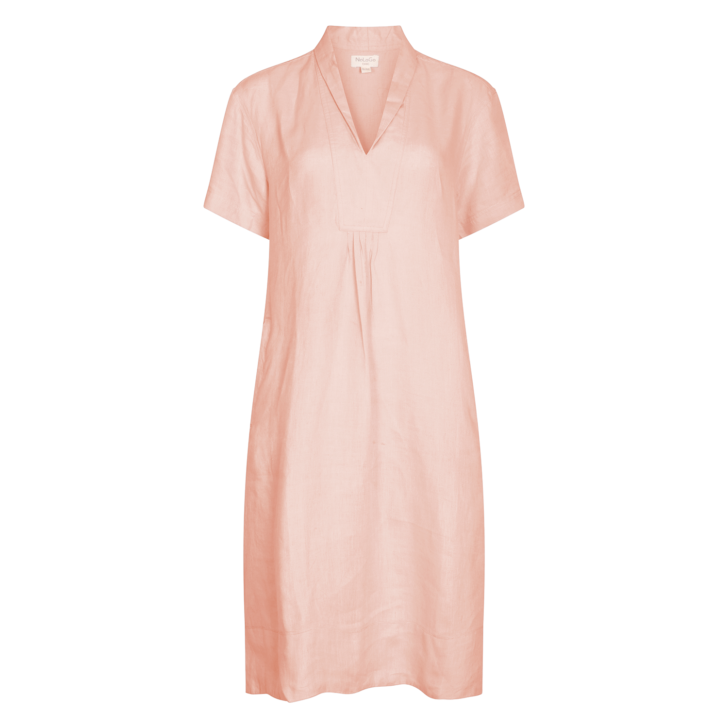 Elodie Short Sleeve Tunic Dress Linen - Shell Pink