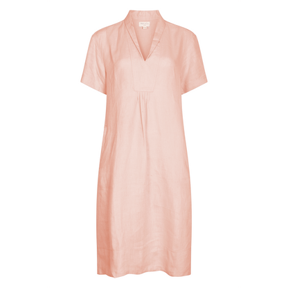 Elodie Short Sleeve Midi Dress Linen - Shell Pink