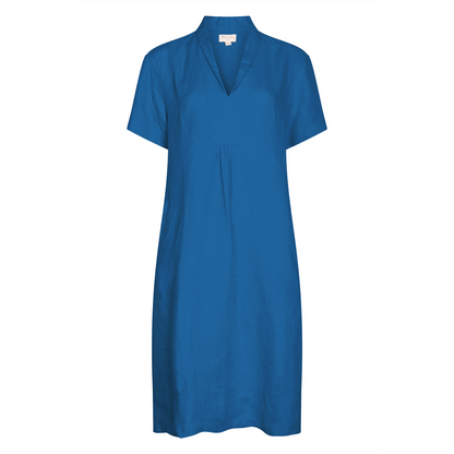 Elodie Short Sleeve Midi Dress Linen - Summer Blue