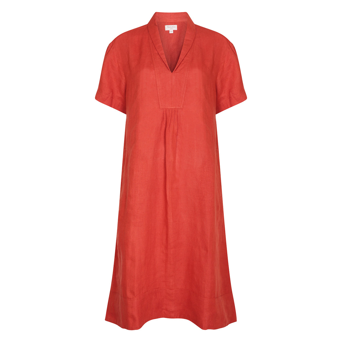 Elodie Short Sleeve Tunic Dress Linen - Rosehip Red