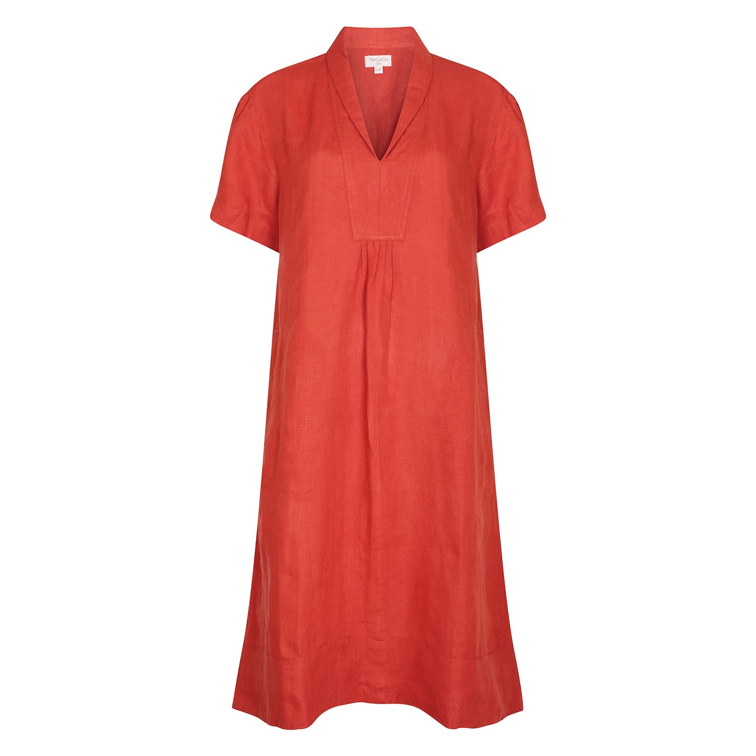 Elodie Short Sleeve Tunic Dress Linen - Rosehip Red
