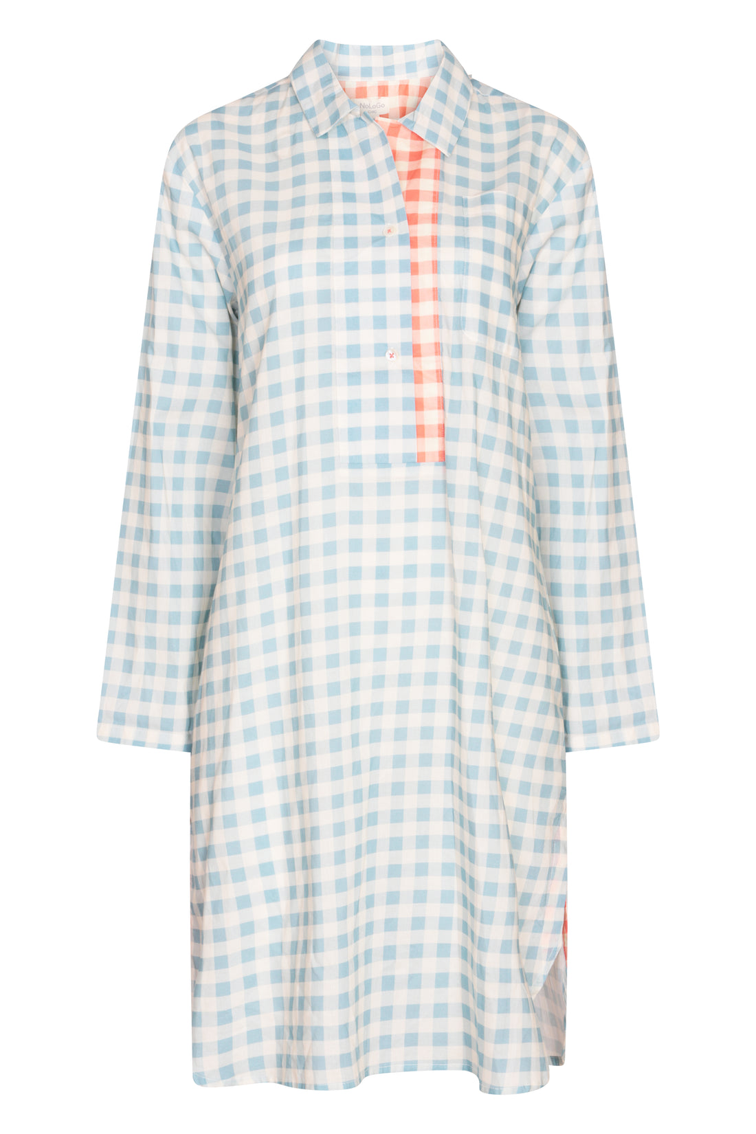 Gingham Nightwear Nightshirt Cotton Blue