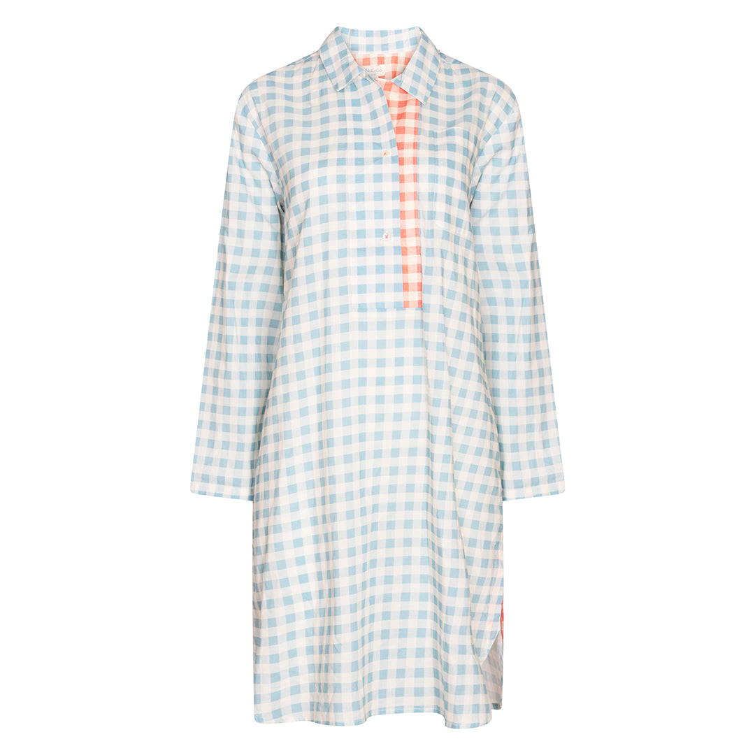 Gingham Nightwear Nightshirt Cotton Blue