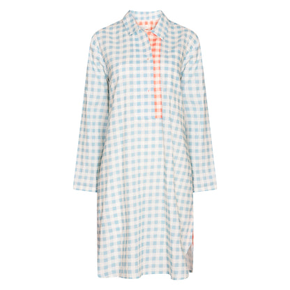 Gingham Nightwear Nightshirt Cotton Blue