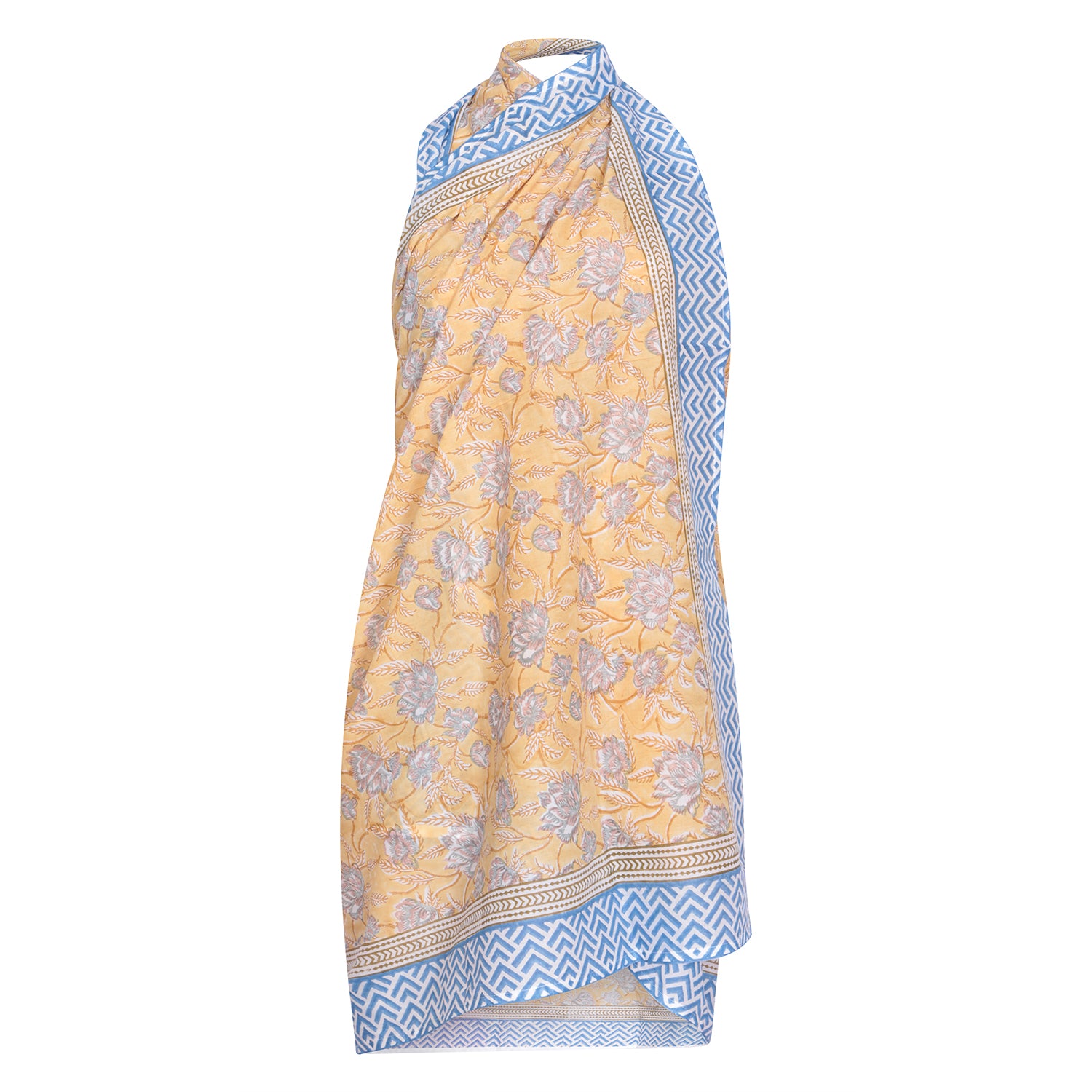 Golden Rose Sarong - One Size - Peach/Blue