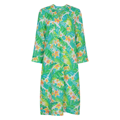 Honolulu Print Picot Dress Linen Multi