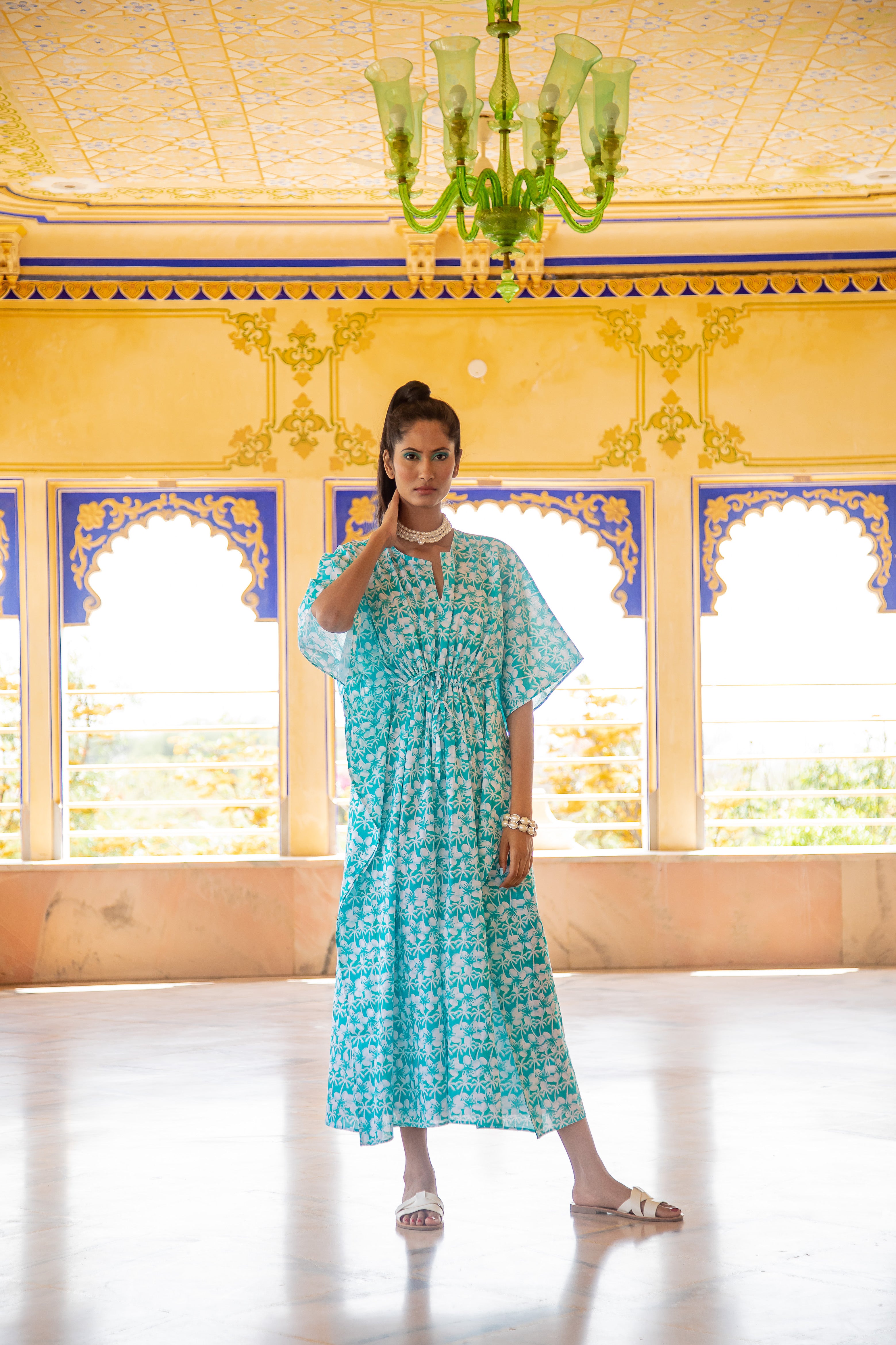 Corfu Kaftan Cotton Cambric Multi One Size