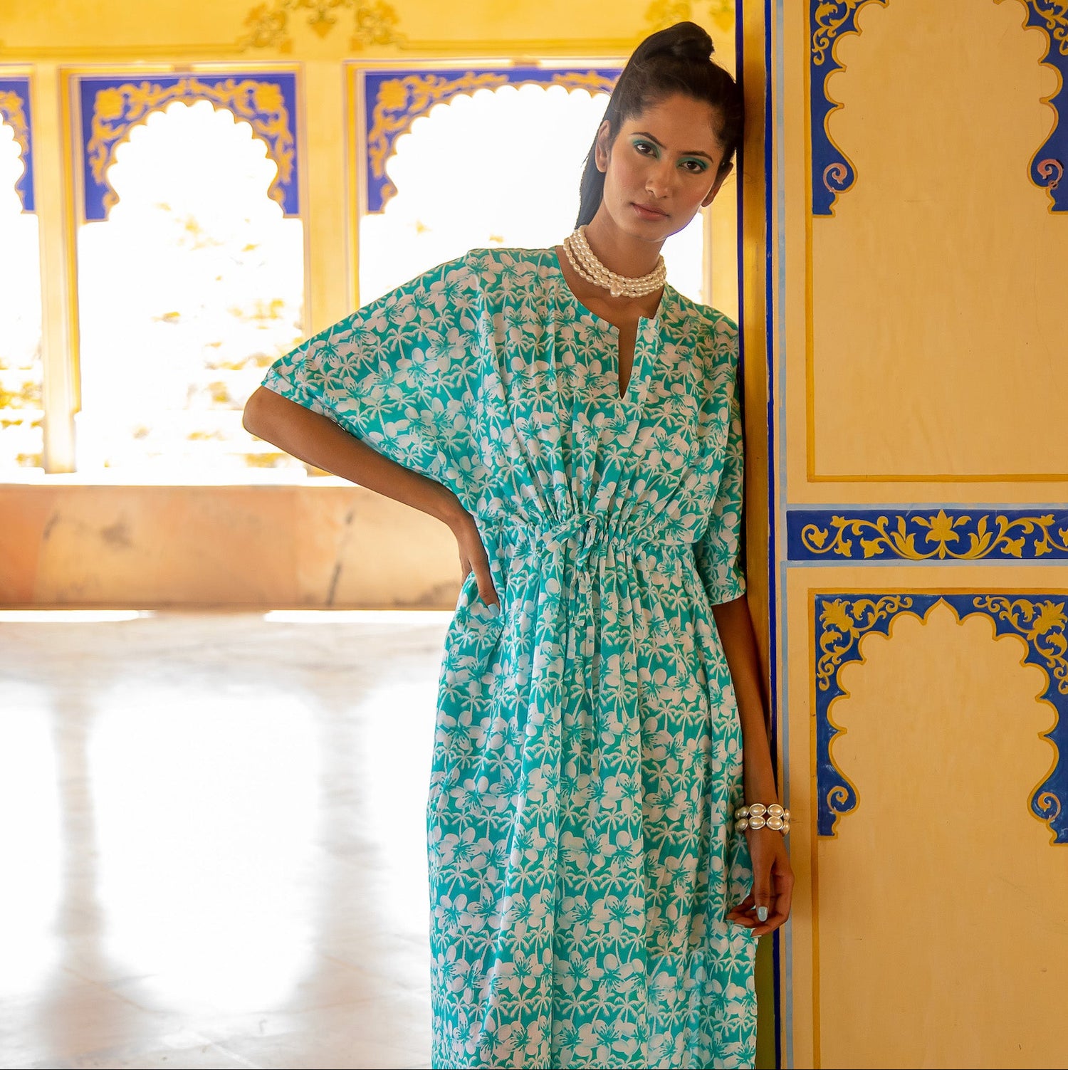 Corfu Kaftan Cotton Cambric Multi One Size