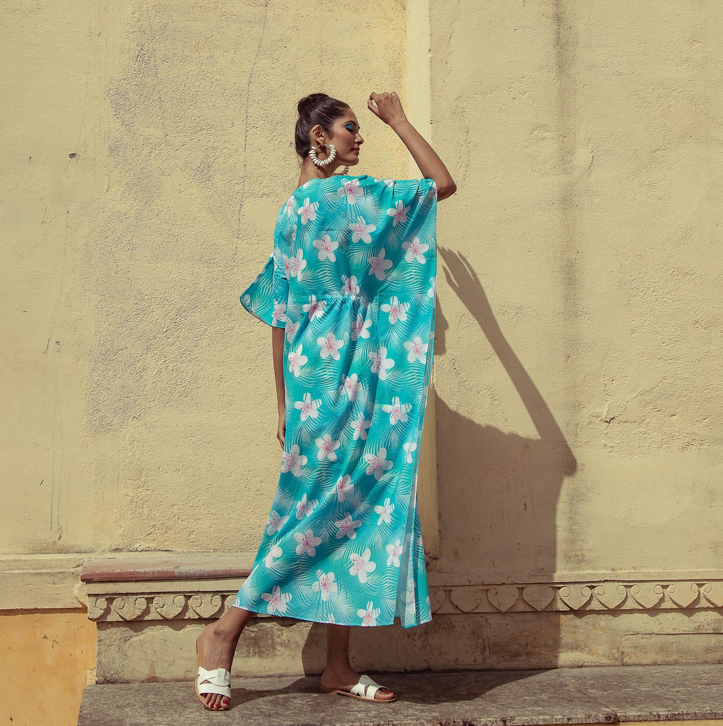 Paradise Flower Kaftan Cotton One Size