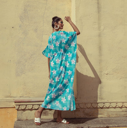 Paradise Flower Kaftan Cotton One Size
