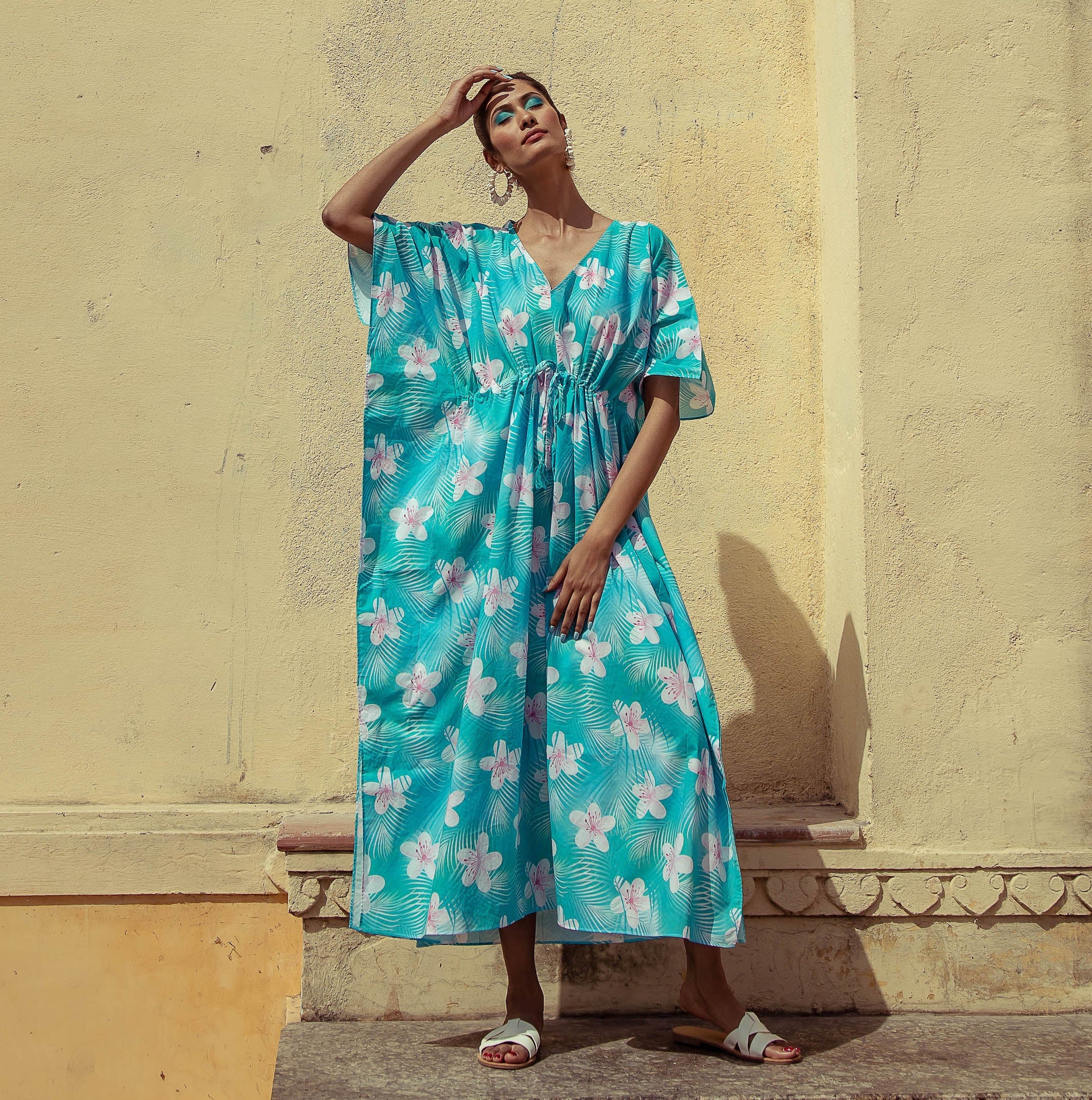 Paradise Flower Kaftan Cotton One Size