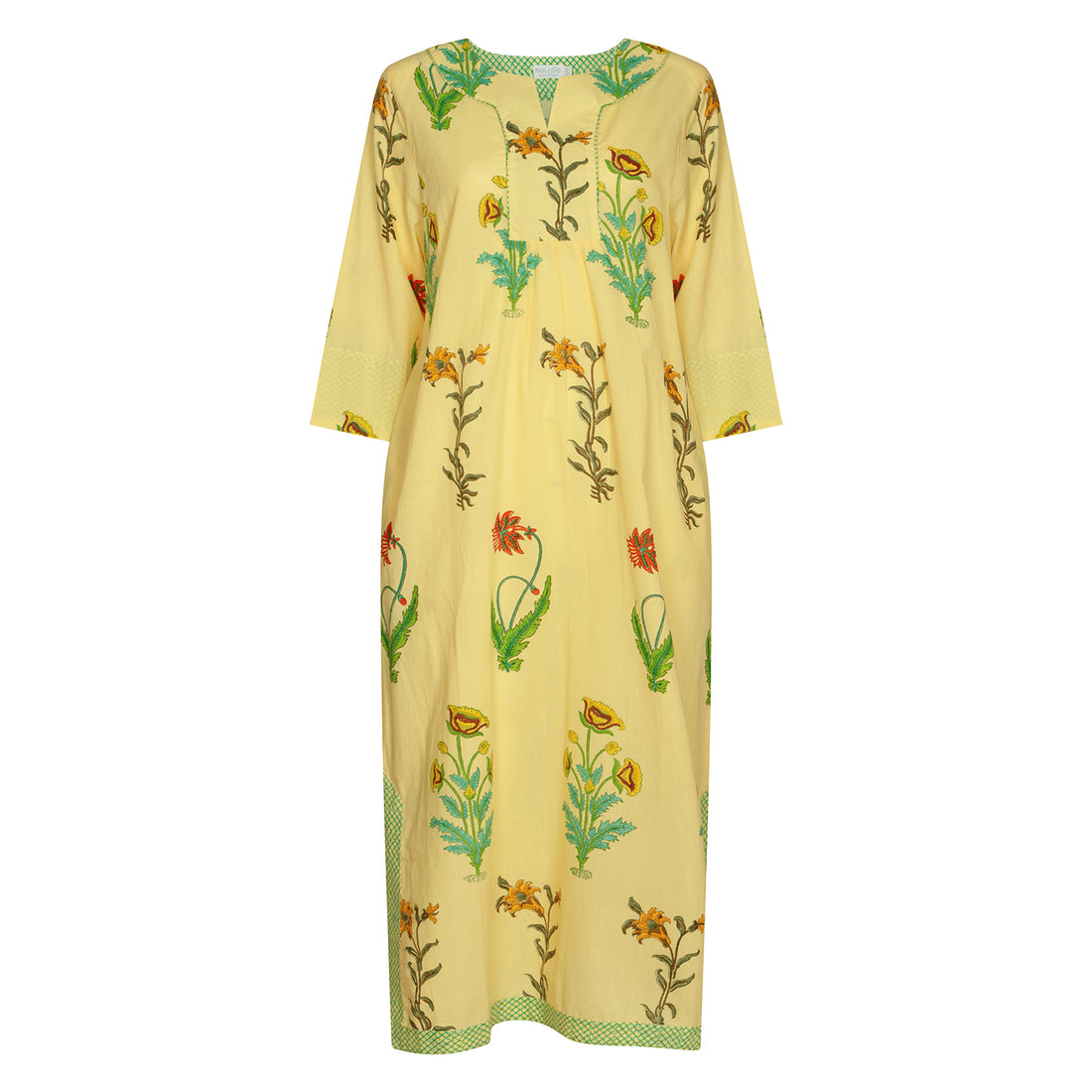 Botanical Maxi Dress Cotton Popcorn