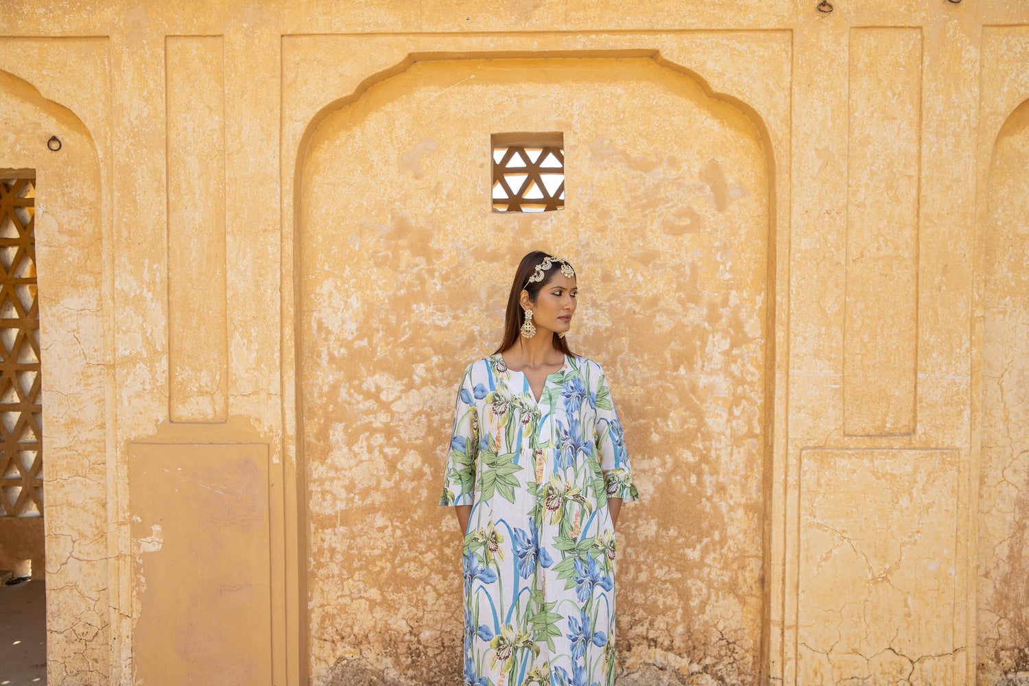 Iris Embroidered Maxi Dress Linen White
