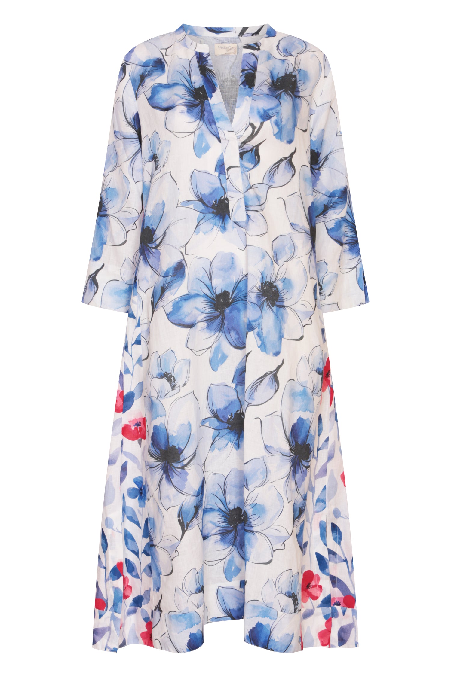 Ice Flower Mixed Print Kaftan Linen - Multi