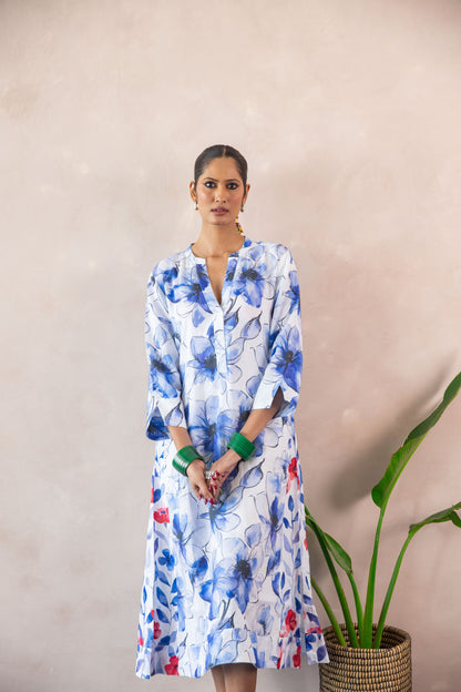 Ice Flower Mixed Print Kaftan Linen - Multi