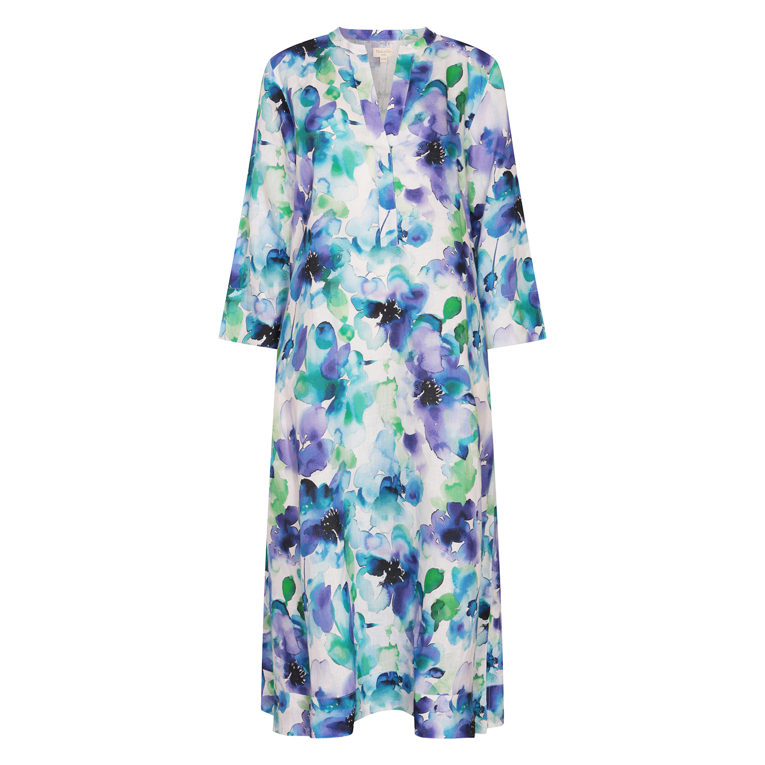 Water Petal Print Kaftan Linen - Multi