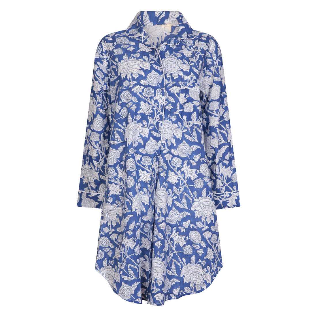 Hand Printed Nightshirt- China Blue