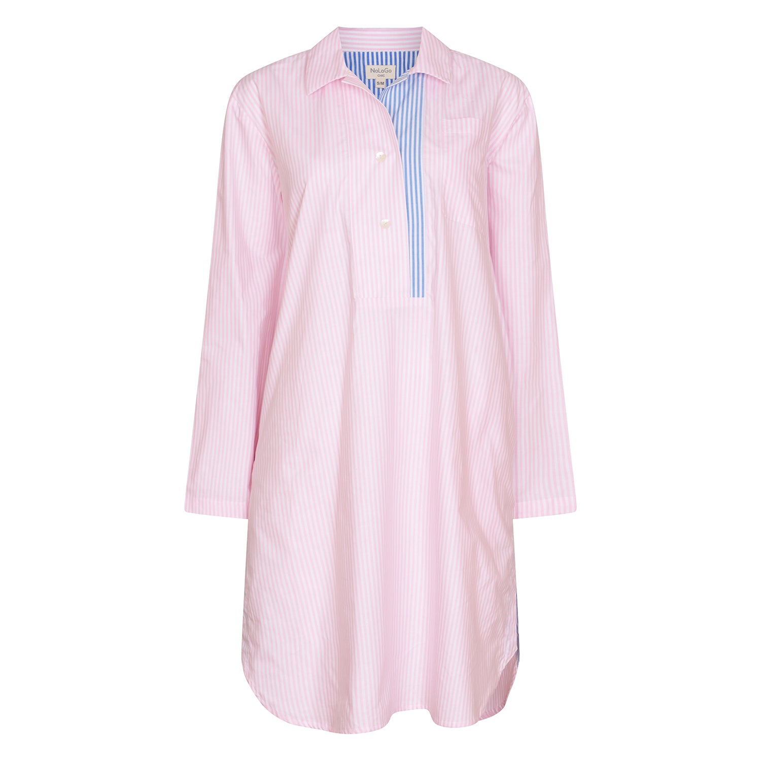 Stripe Stock Nightwear Nightshirt Cotton Pink