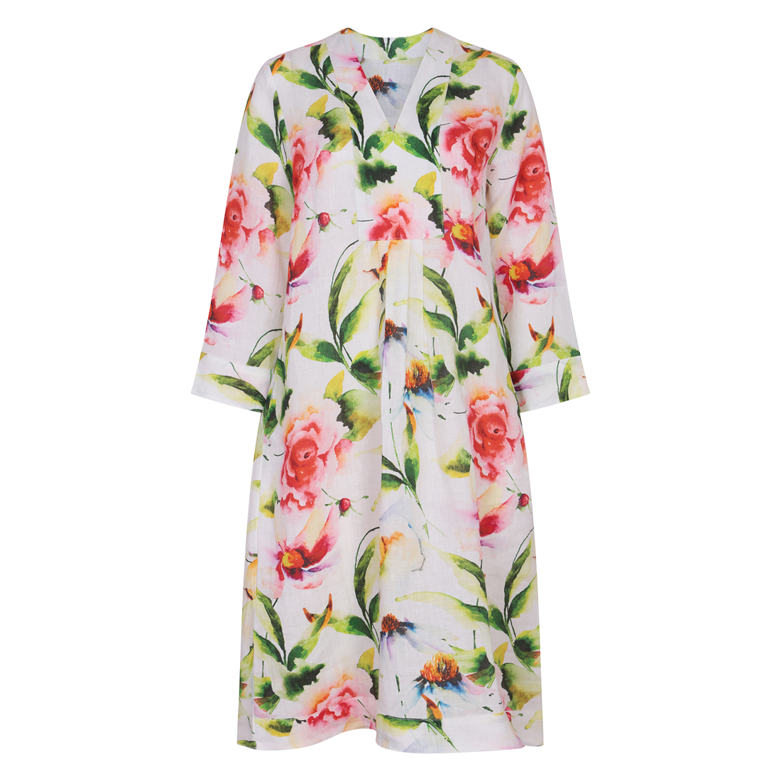 Floris Print Picot Dress Linen Multi