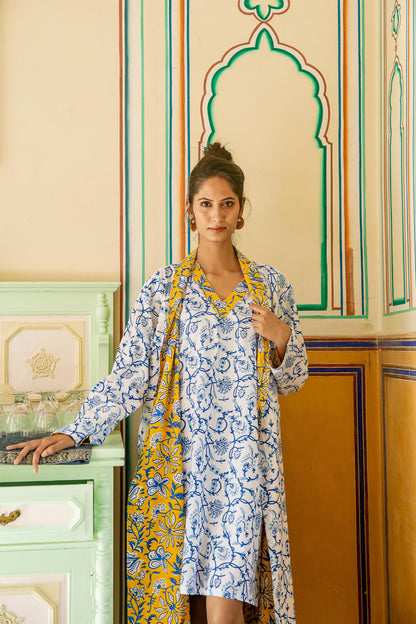 Rosebud Nightdress Cotton Indigo
