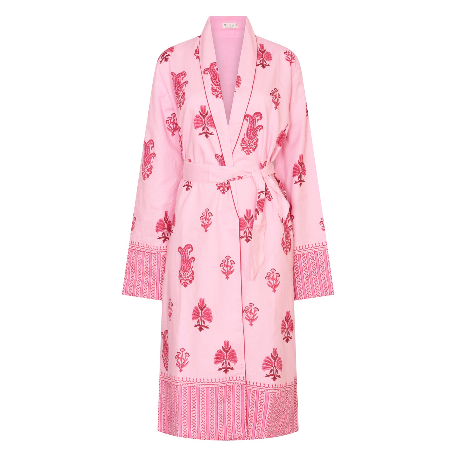 Botanical Shawl Robe Cotton Cambric Mid Pink
