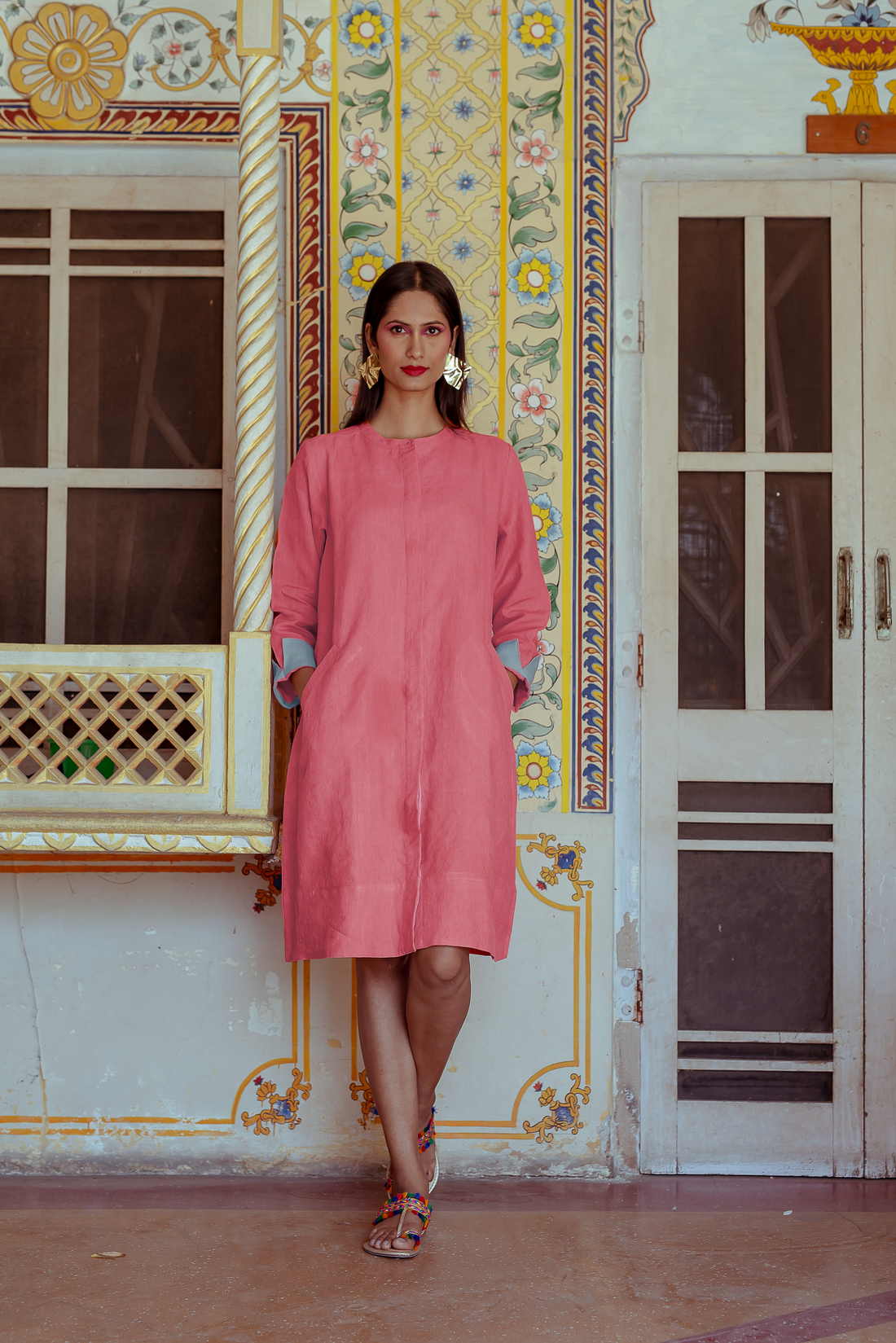 Super Mix Coat Dress - Spice Pink