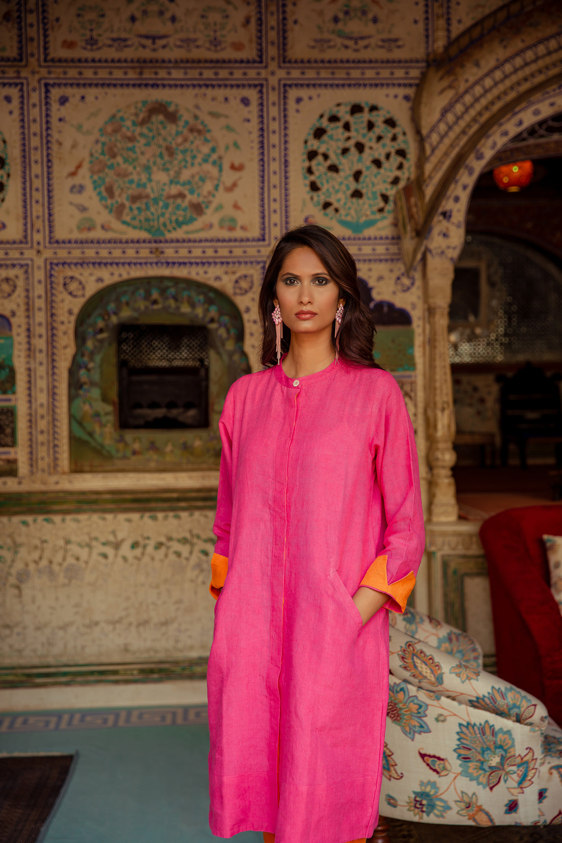 Super Mix Coat Dress - Peony Pink