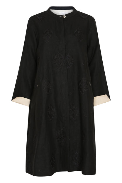 Super Mix Coat Dress - Black