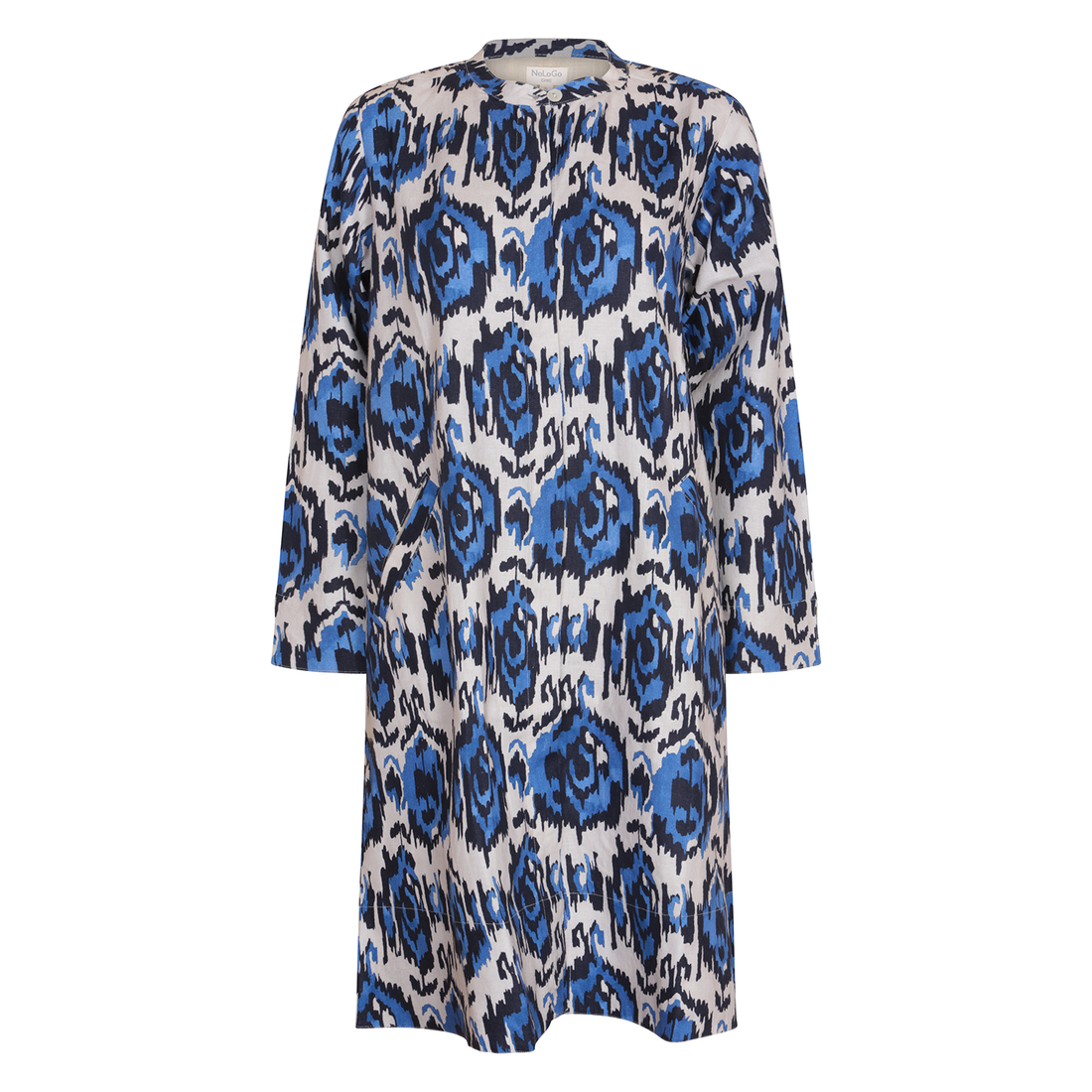 Swizzle Print Super Mix Coat Dress Linen Blue
