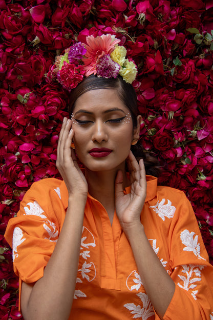 Long Tourist Dress Satsuma with White Embroidery