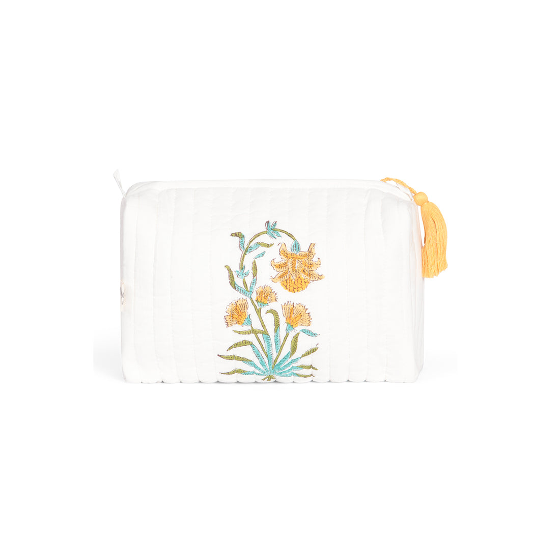 Island Flower Print Wash Bag - White